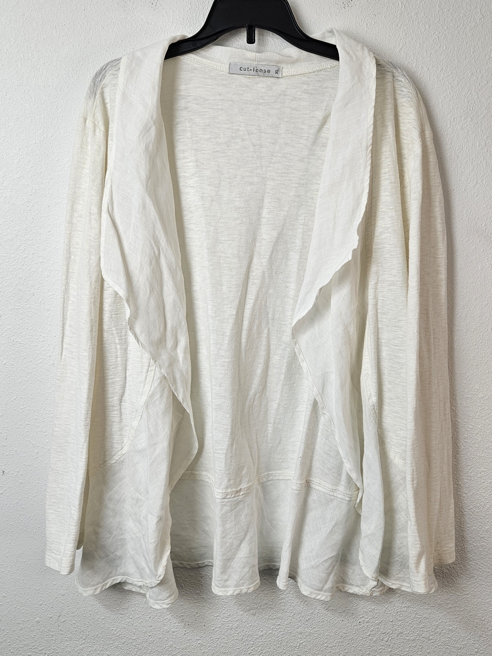 cut loose Women's Cream Open Front Draped Cardigan Sweater Linen Blend XL